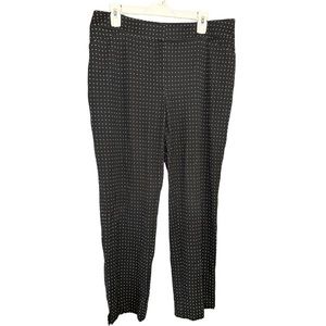 Chicos Black White Polka Dot Straight Leg Pants Size 10